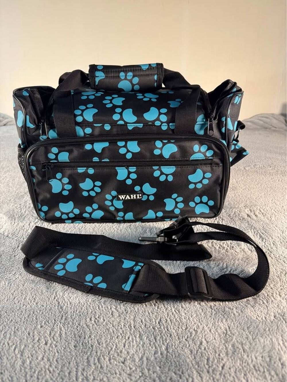 NEW WAHL Pet Grooming Organizer Bag Paw Print w Detachable Strap